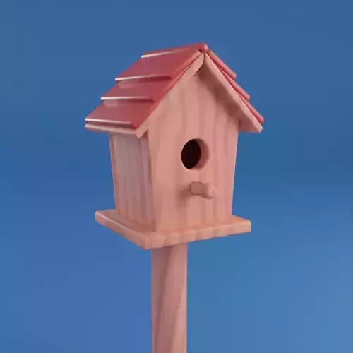 Cartoon Birdhouse Low-poly 3D model