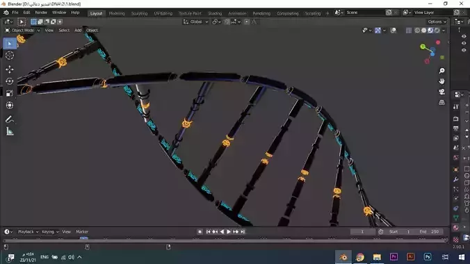 Techno DNA 3D model  luminous  3D model