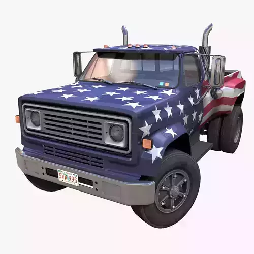80s custom pickup truck Low-poly 3D model