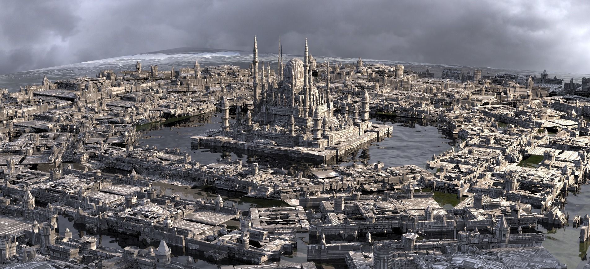 Star Wars inspired Coruscant city Temple 2 3D model_1