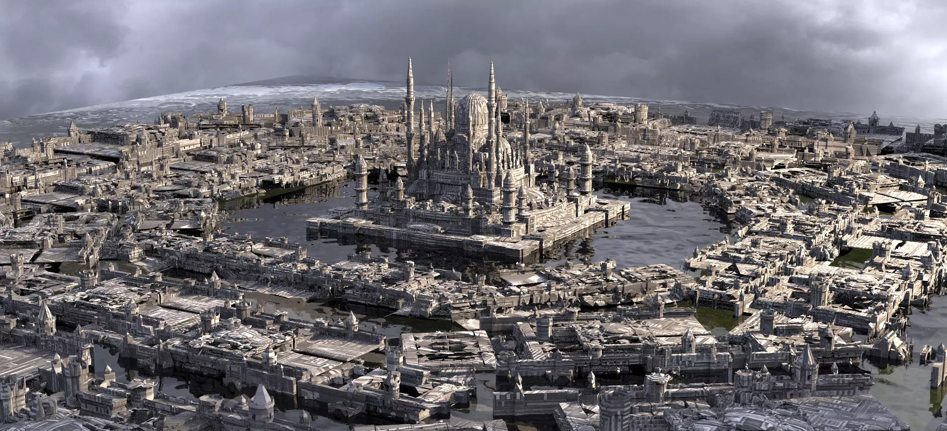 Star Wars inspired Coruscant city Temple 2 3D model_0