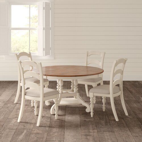 Dalton Extendable Pine Solid Wood Dining Set 3D model_7