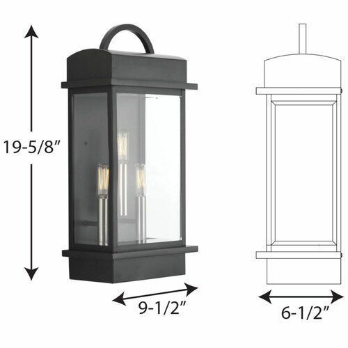 3 - Bulb Beveled Glass Outdoor Wall Lantern 3D model_32