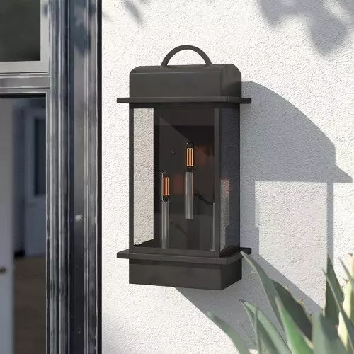 3 - Bulb Beveled Glass Outdoor Wall Lantern 3D model_0