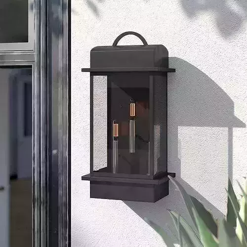 3 - Bulb Beveled Glass Outdoor Wall Lantern 3D model