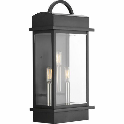 3 - Bulb Beveled Glass Outdoor Wall Lantern 3D model_17