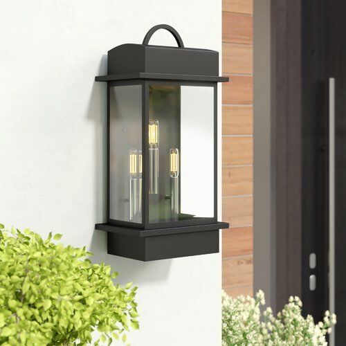 3 - Bulb Beveled Glass Outdoor Wall Lantern 3D model_61