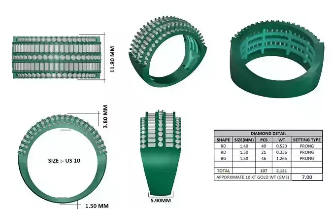 Gents Ring 3D STL file ready to print