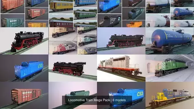 Locomotive Train Mega Pack 3D Model Collection