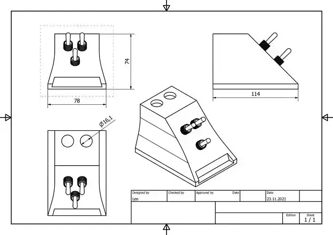 Button box for 3 switches and 2 buttons 3D print model