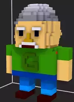 3D person old man in shirt