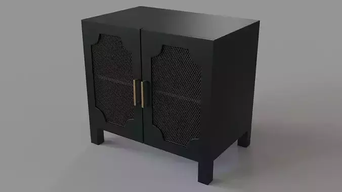 Screen Door Nightstand Black