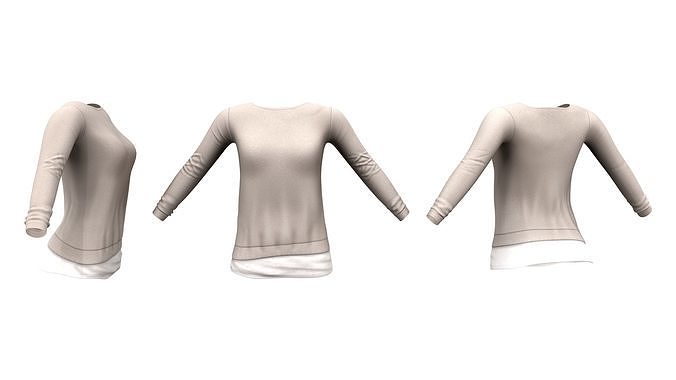 Long Sleeve Winter Sweater With Shirt Under Low-poly 3D model