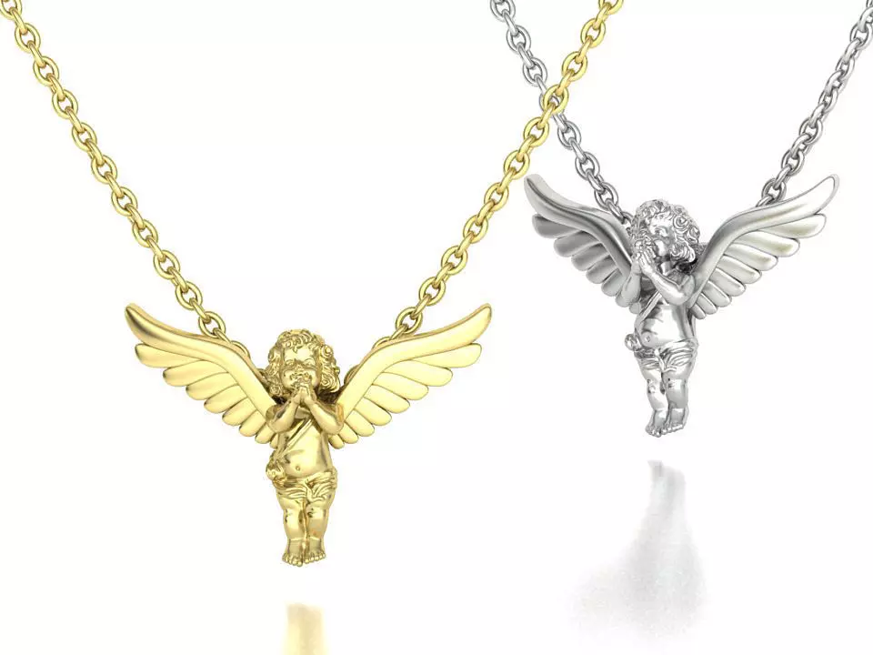 Angel Pendant Necklace Unique Praying Angel Necklace 3dmodel 3D print model