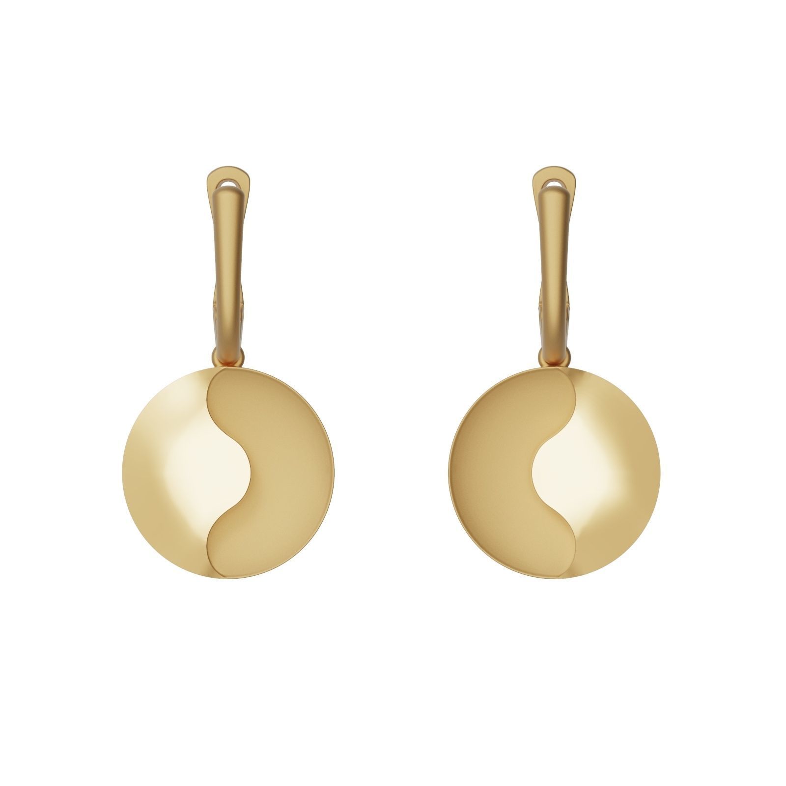 Gold earring Matte and glossy 3D print model_4