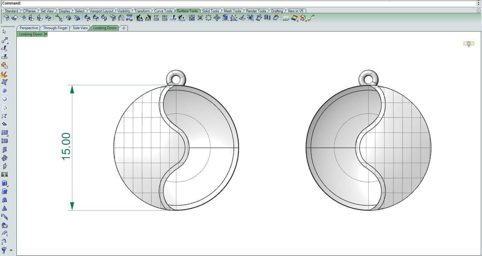 Gold earring Matte and glossy 3D print model_6