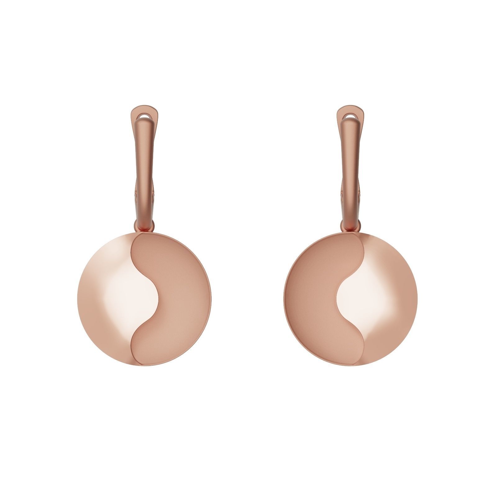 Gold earring Matte and glossy 3D print model_3