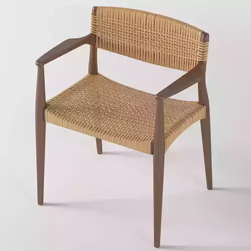 Chiar wicker chair with wooden frame