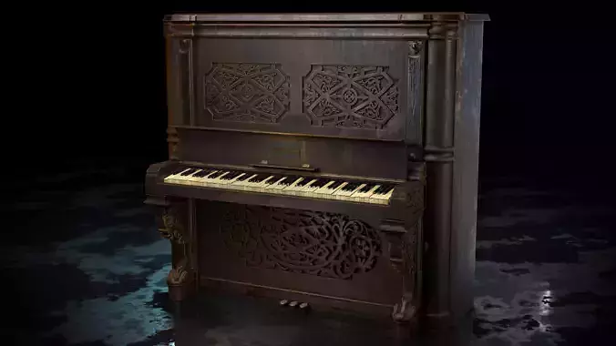 Old Antique Piano 3D model