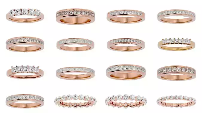 300 Eternity Band Diamond Ring 3dm stl render detail  3D Model Collection