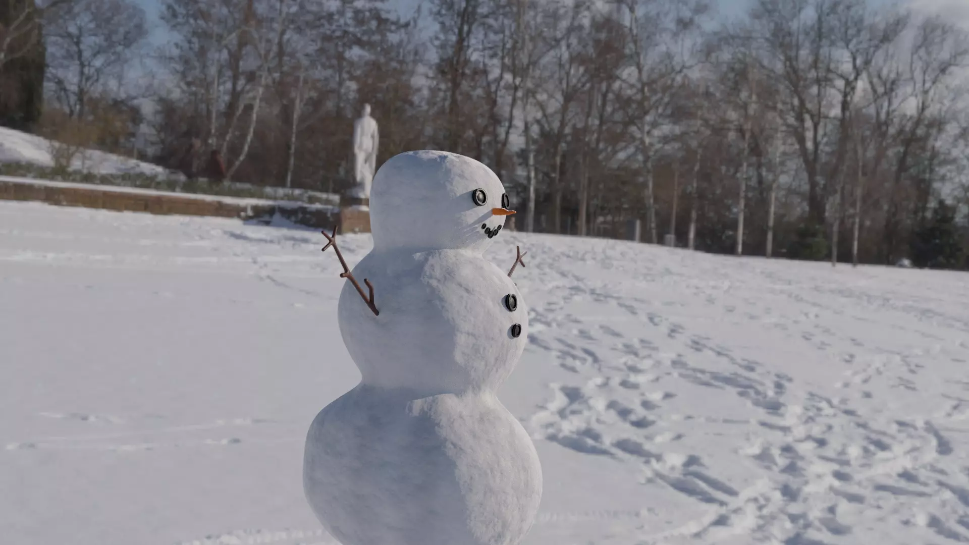 Snow man Free low-poly 3D model