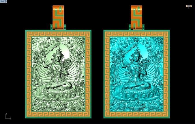 Manjushri Bodhisattva - Buddha Pendant - N71215 3D print model