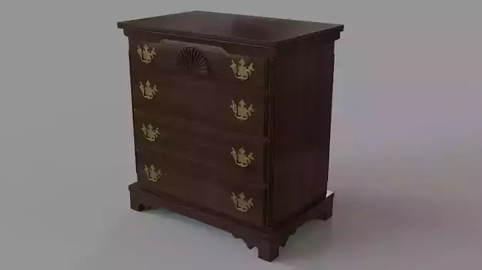 Asian Dark Brown Mahogany Dresser