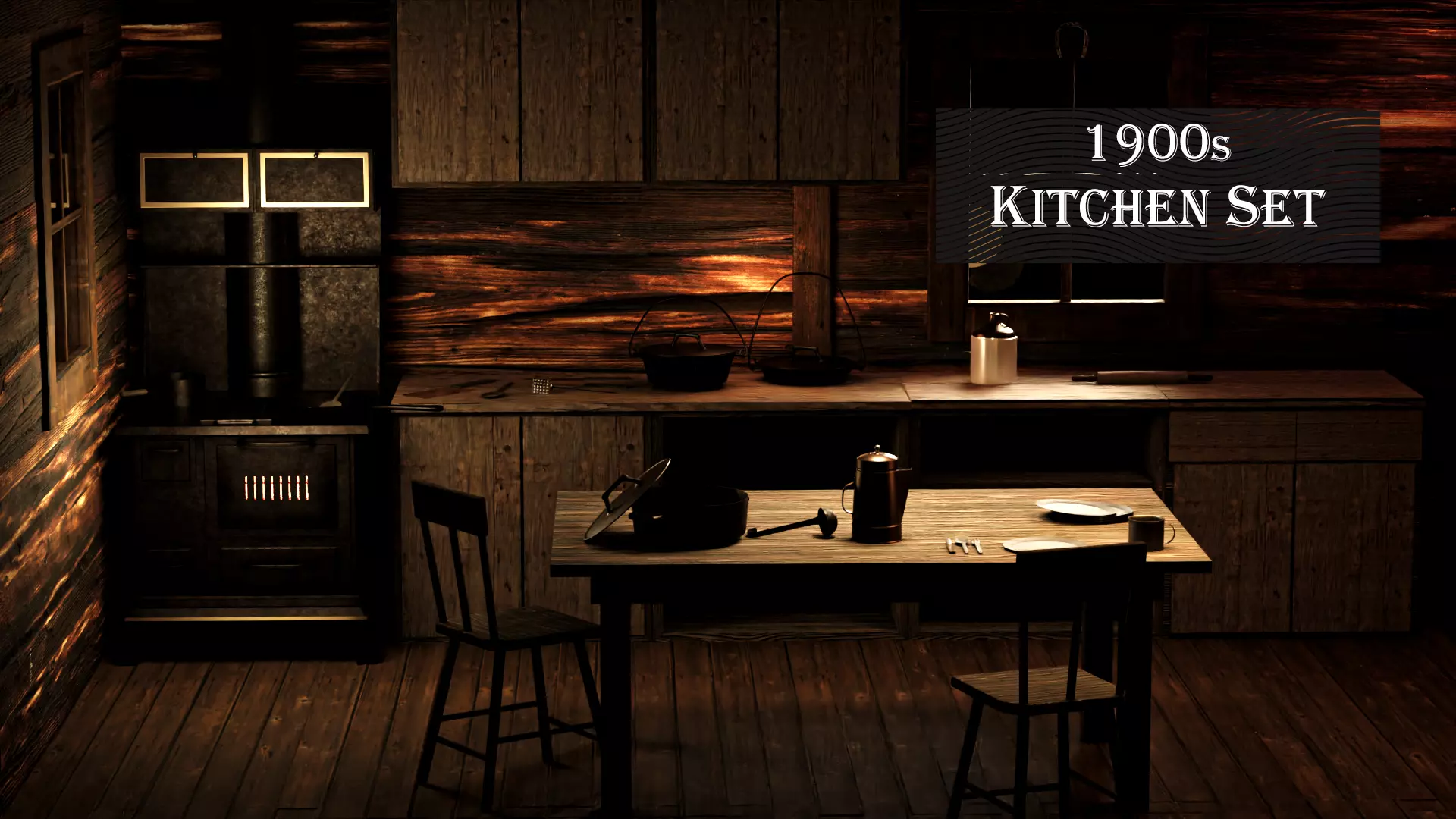 kitchen set from the 1900s 3D model