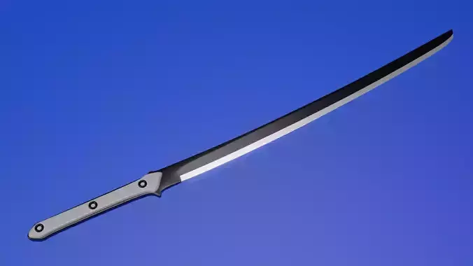 high-poly katana samurai sword on sky