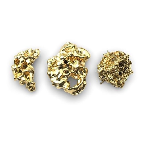Naggets three gold nuggets 3D print model