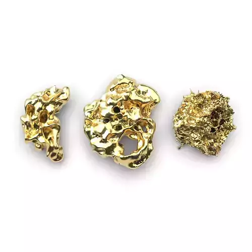 Naggets three gold nuggets 3D print model