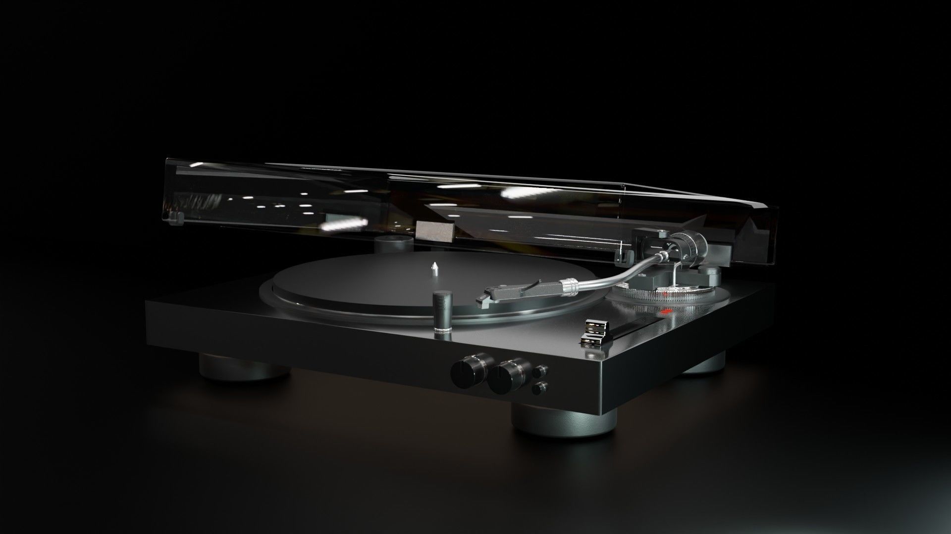 Turntable Record Player 3D model_2