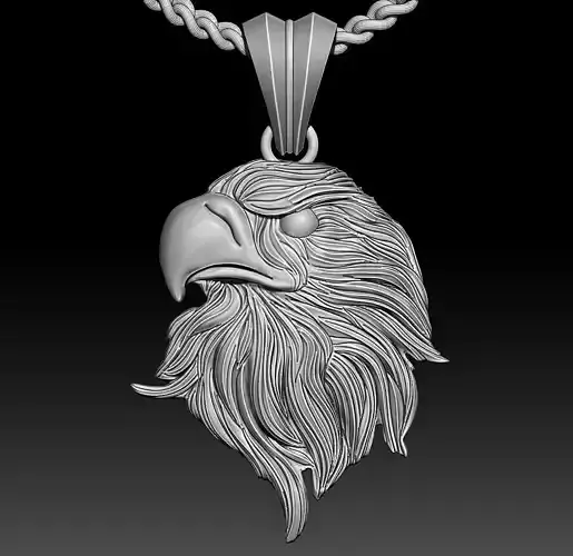 Eagle Pendant Sculpture jewelry gold necklace 3D print  SIlver