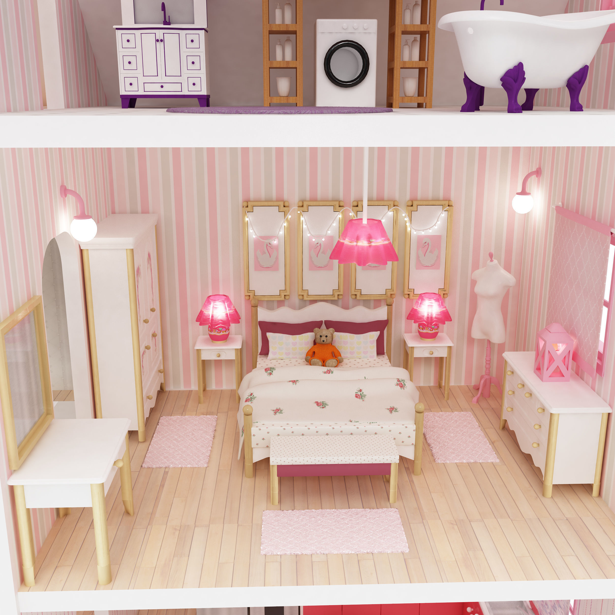 Dollhouse model doll house for girls 3D print model_8