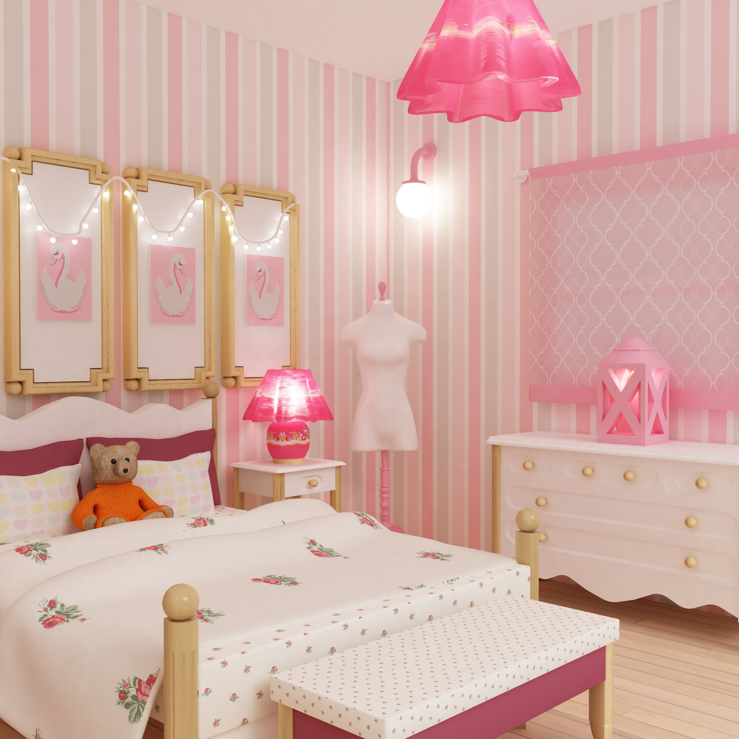 Dollhouse model doll house for girls 3D print model_17