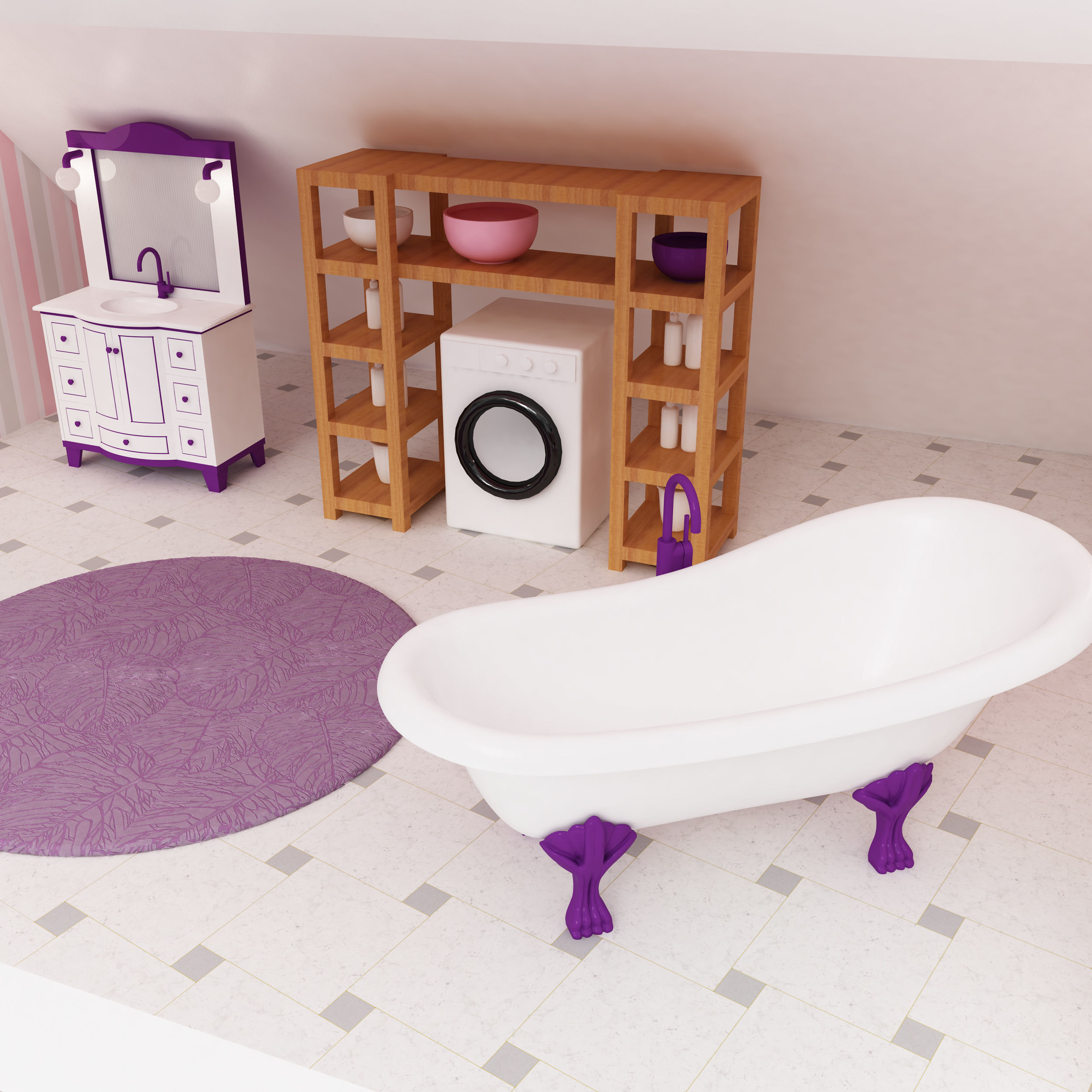 Dollhouse model doll house for girls 3D print model_4