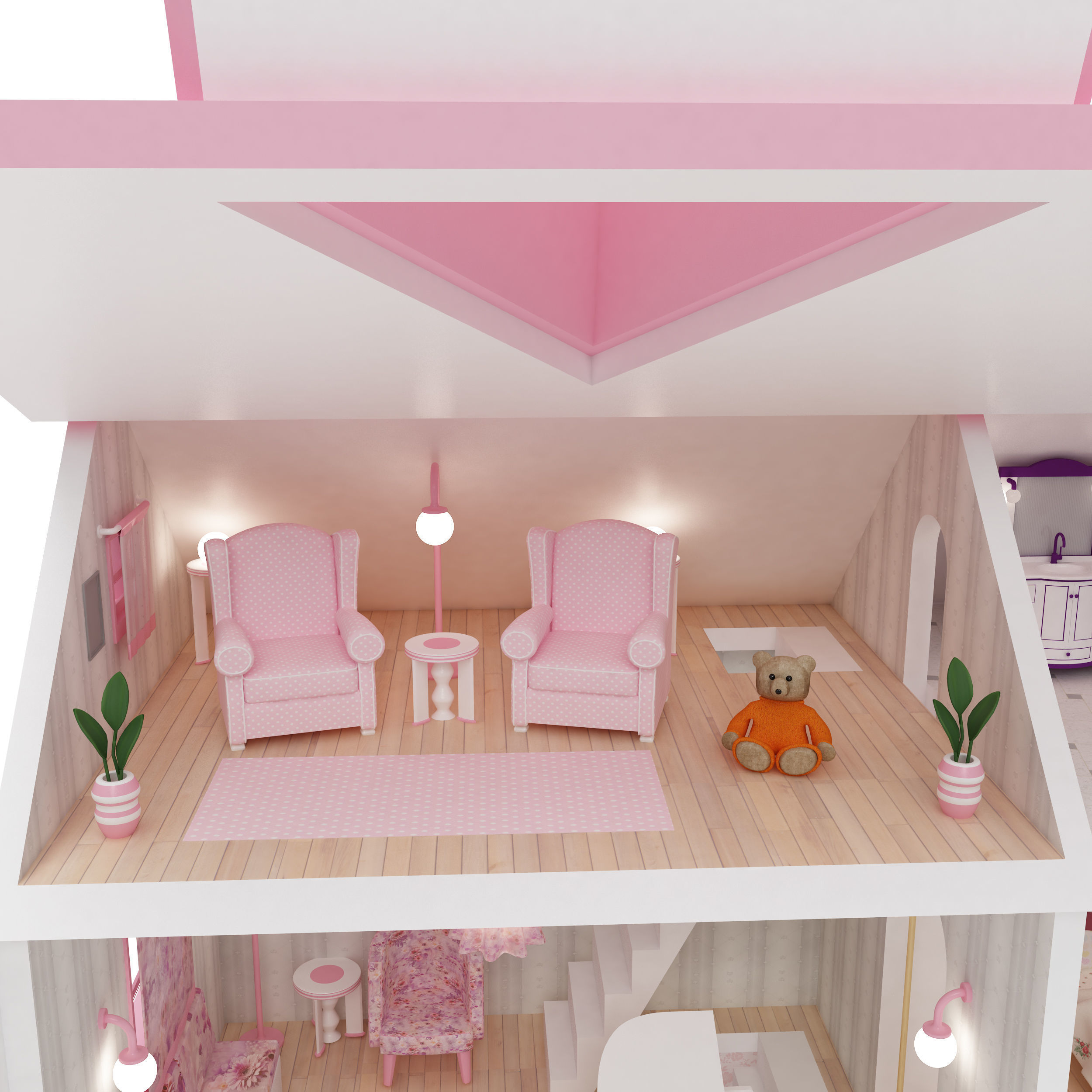 Dollhouse model doll house for girls 3D print model_6