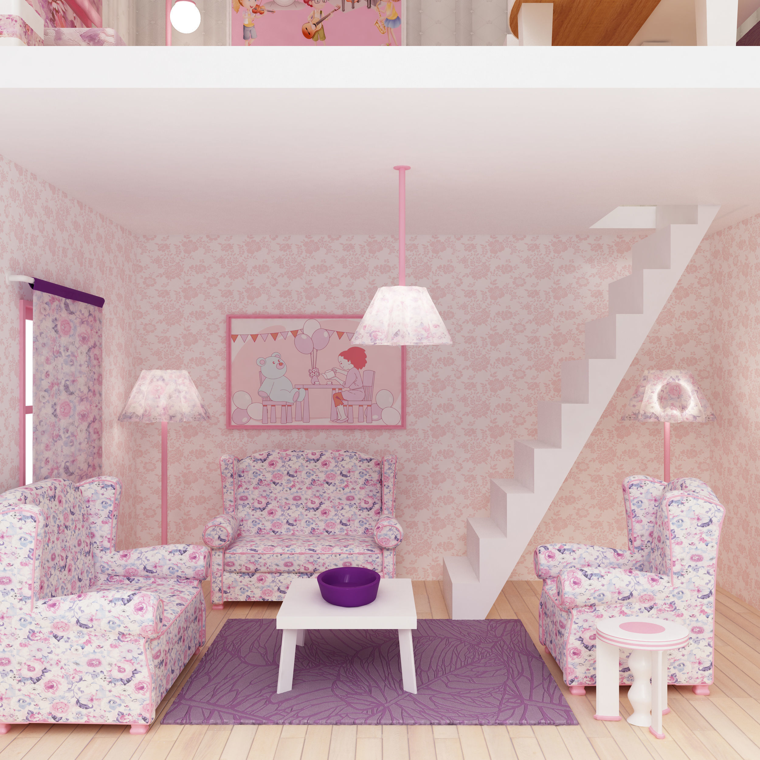 Dollhouse model doll house for girls 3D print model_10