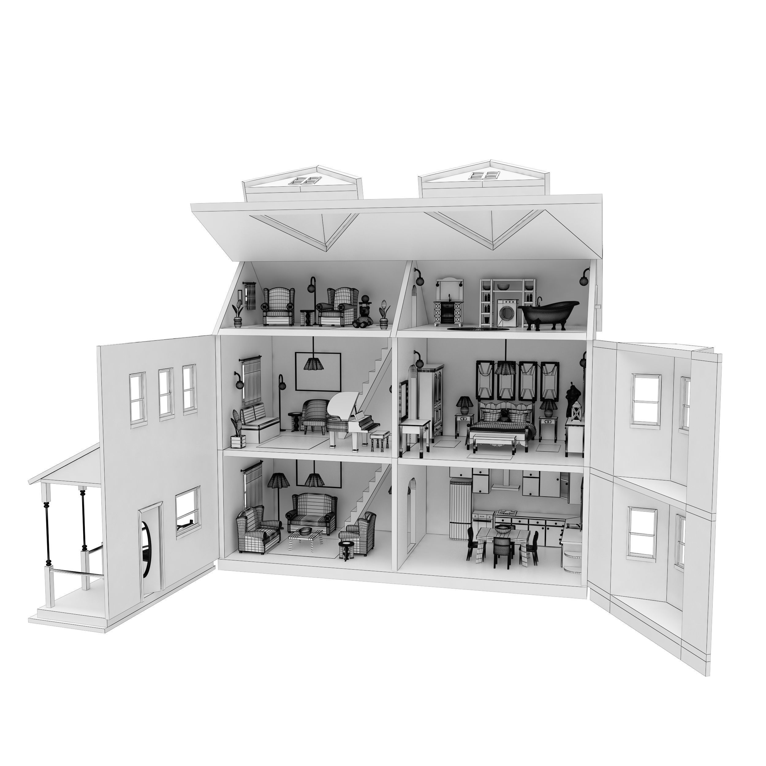 Dollhouse model doll house for girls 3D print model_18