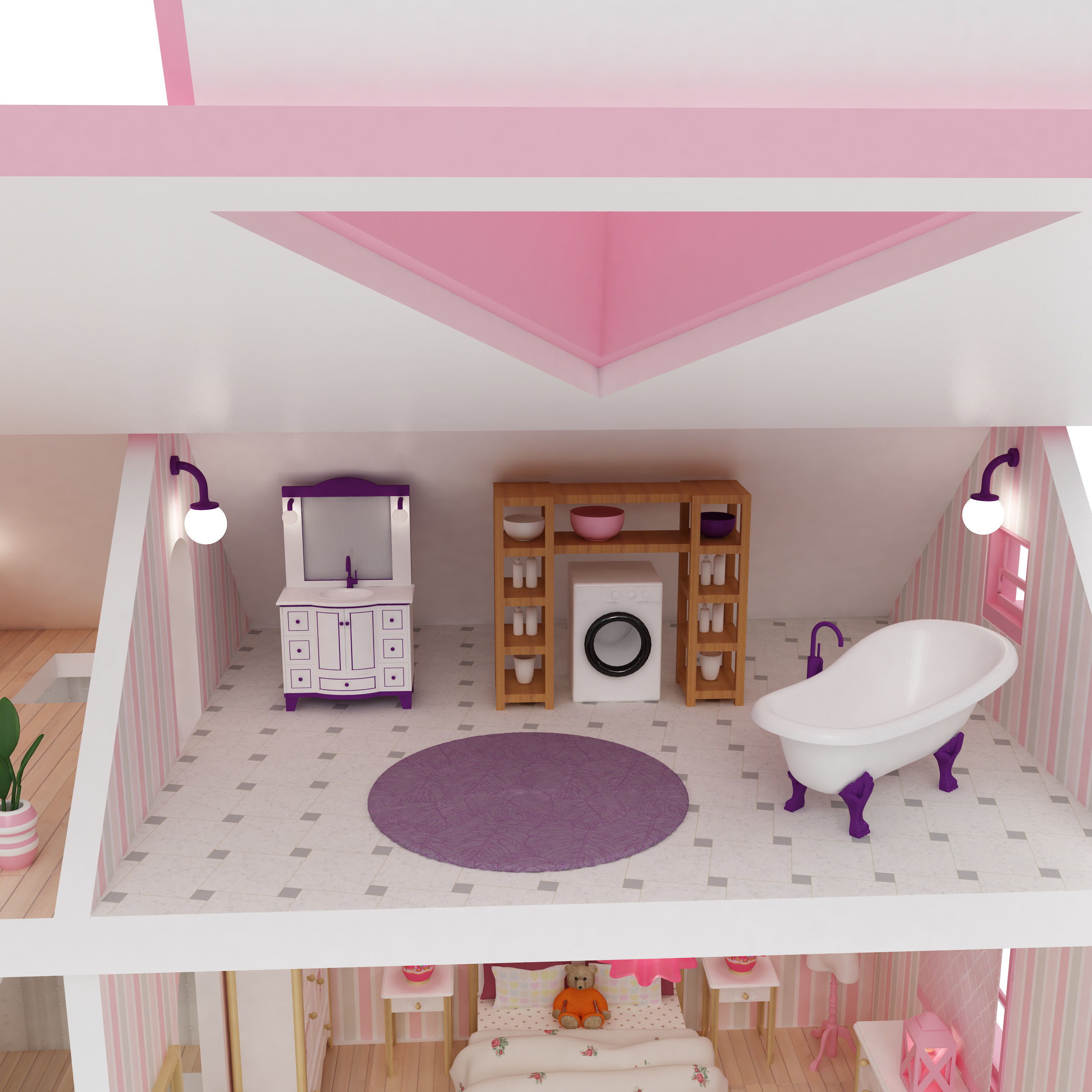 Dollhouse model doll house for girls 3D print model_7