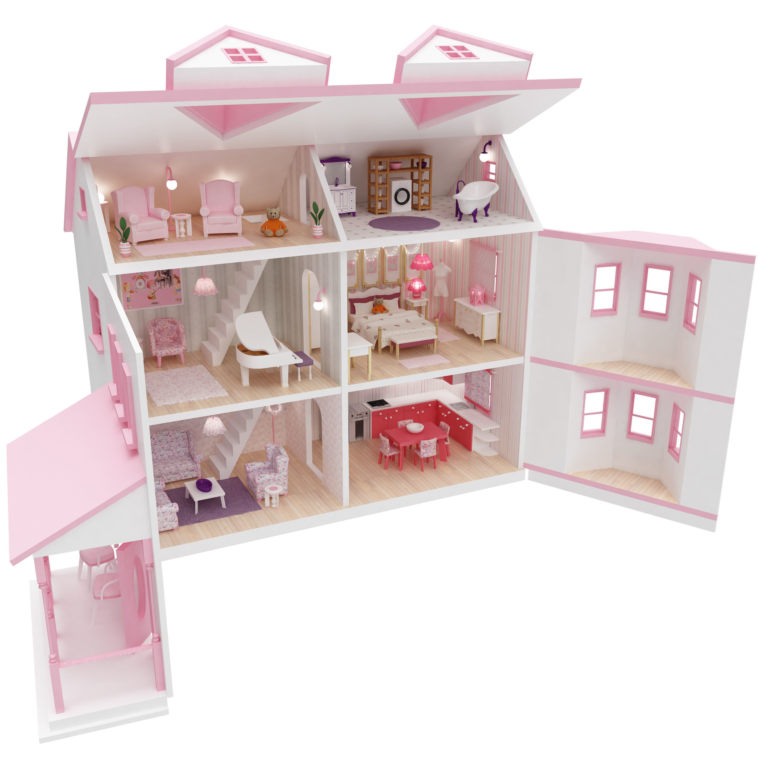 Dollhouse model doll house for girls 3D print model_2