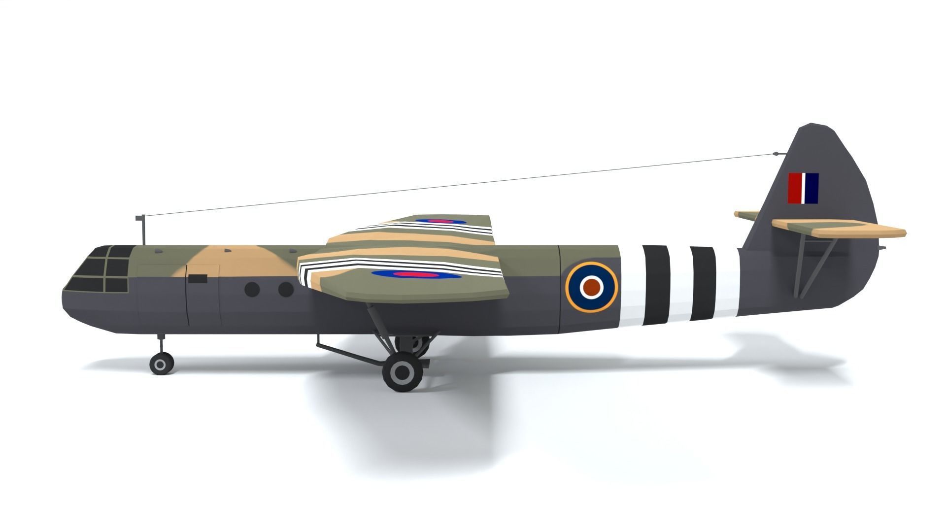 Airspeed AS 51 Horsa WWII Airplane Low-poly 3D model_1