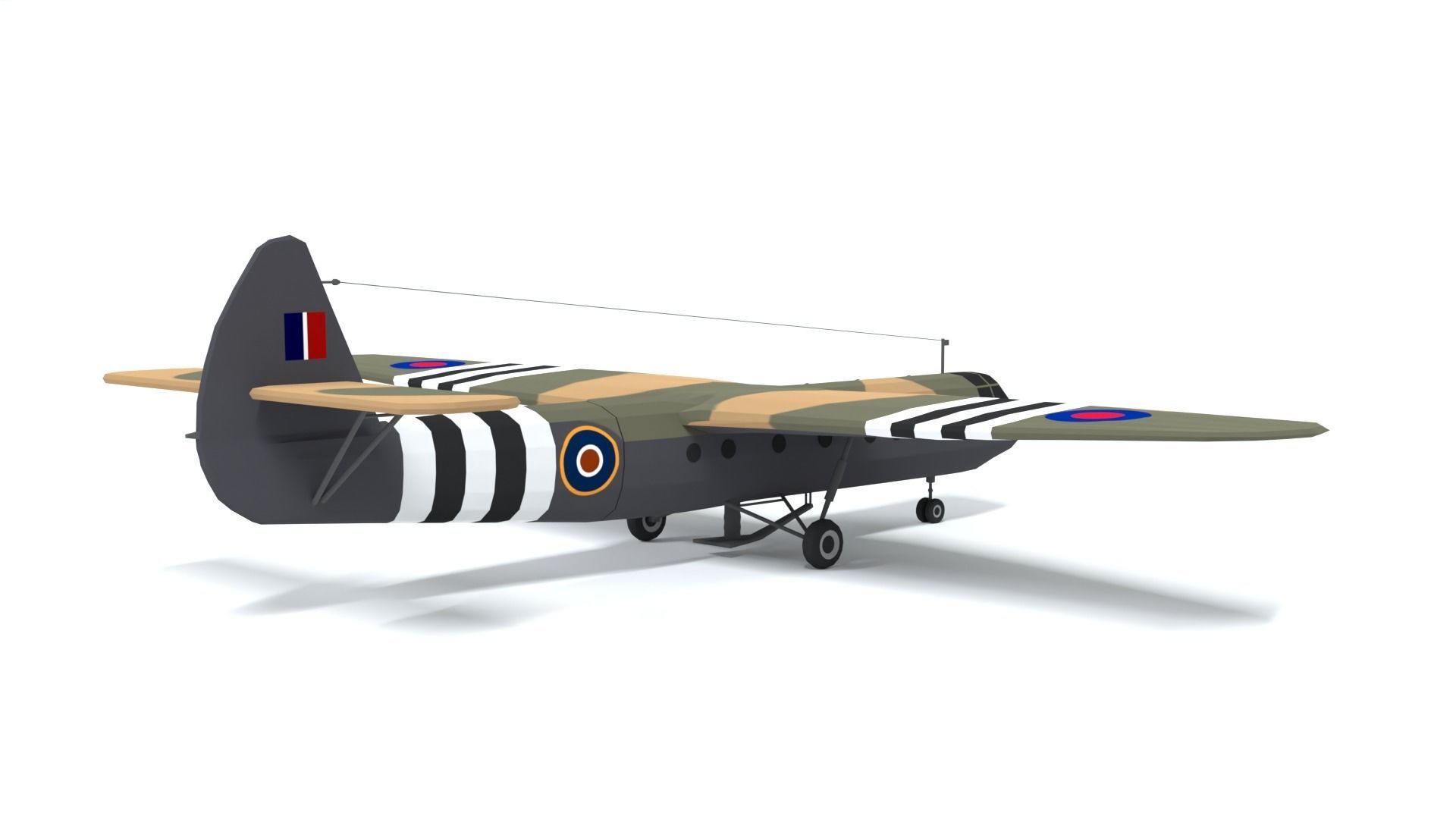 Airspeed AS 51 Horsa WWII Airplane Low-poly 3D model_4