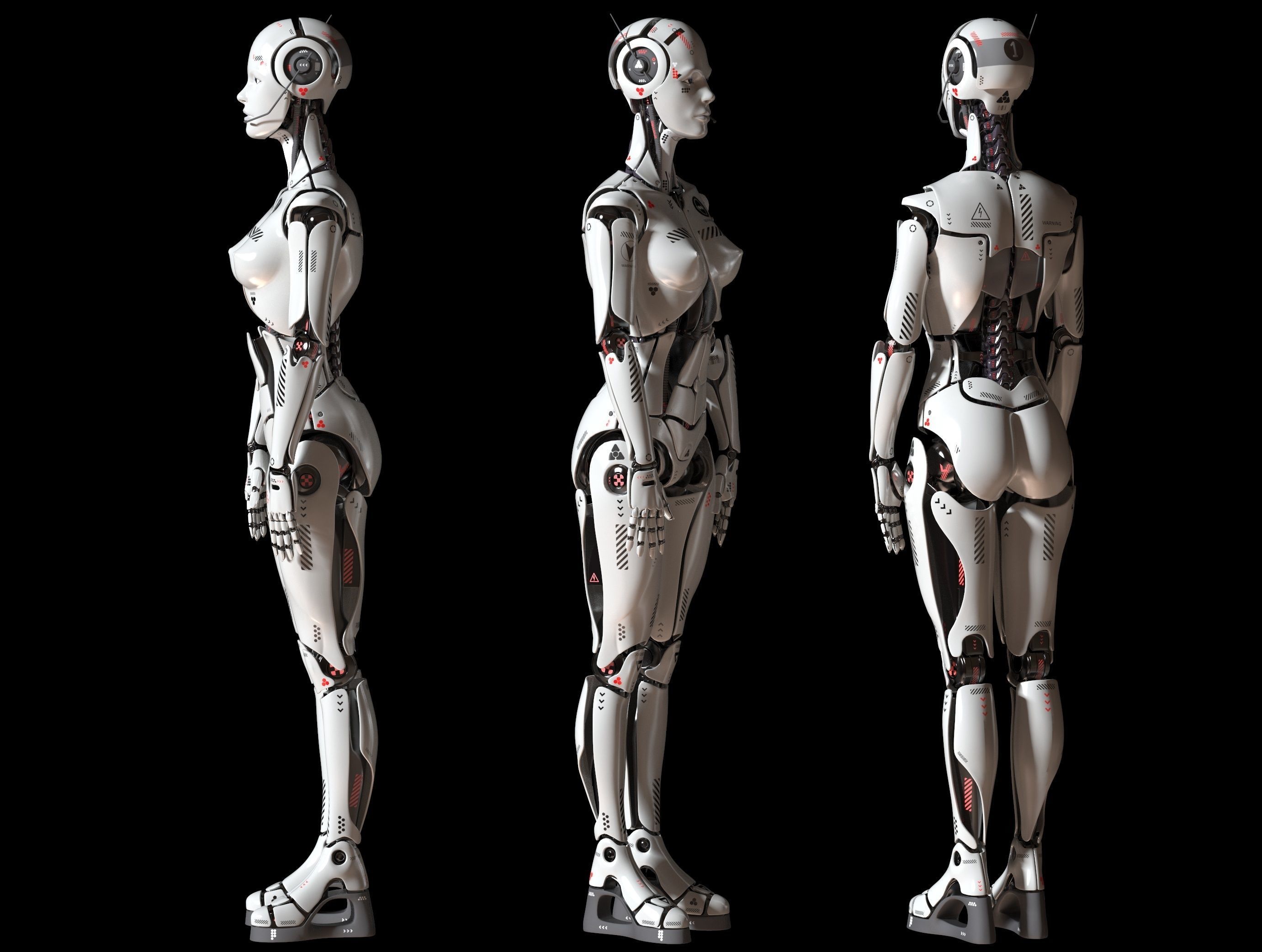 Robotic girl 3D model 3D model_3