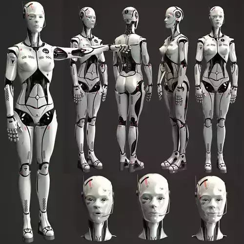 Robotic girl 3D model 3D model