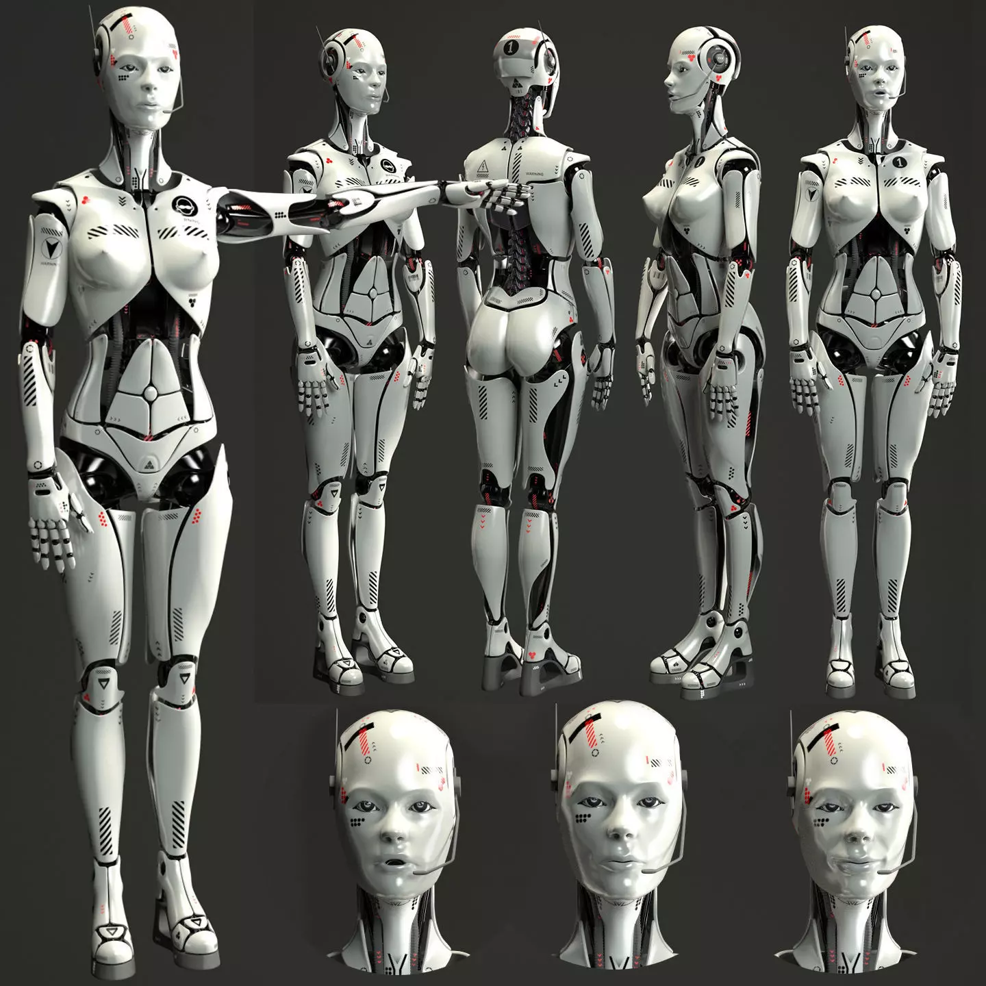 Robotic girl 3D model 3D model_0