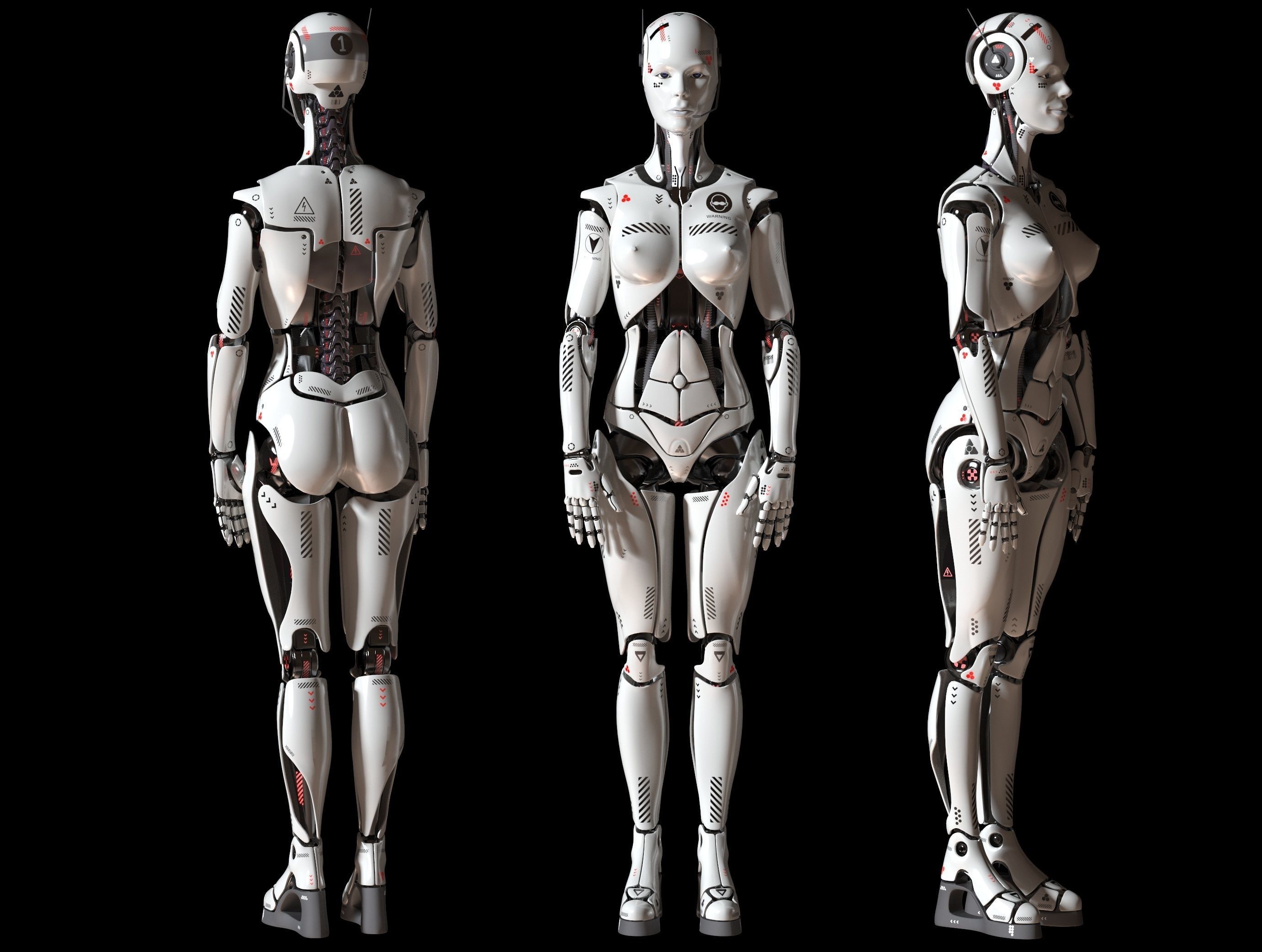 Robotic girl 3D model 3D model_2