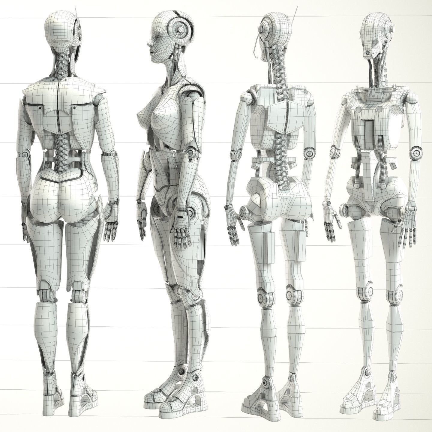Robotic girl 3D model 3D model_7