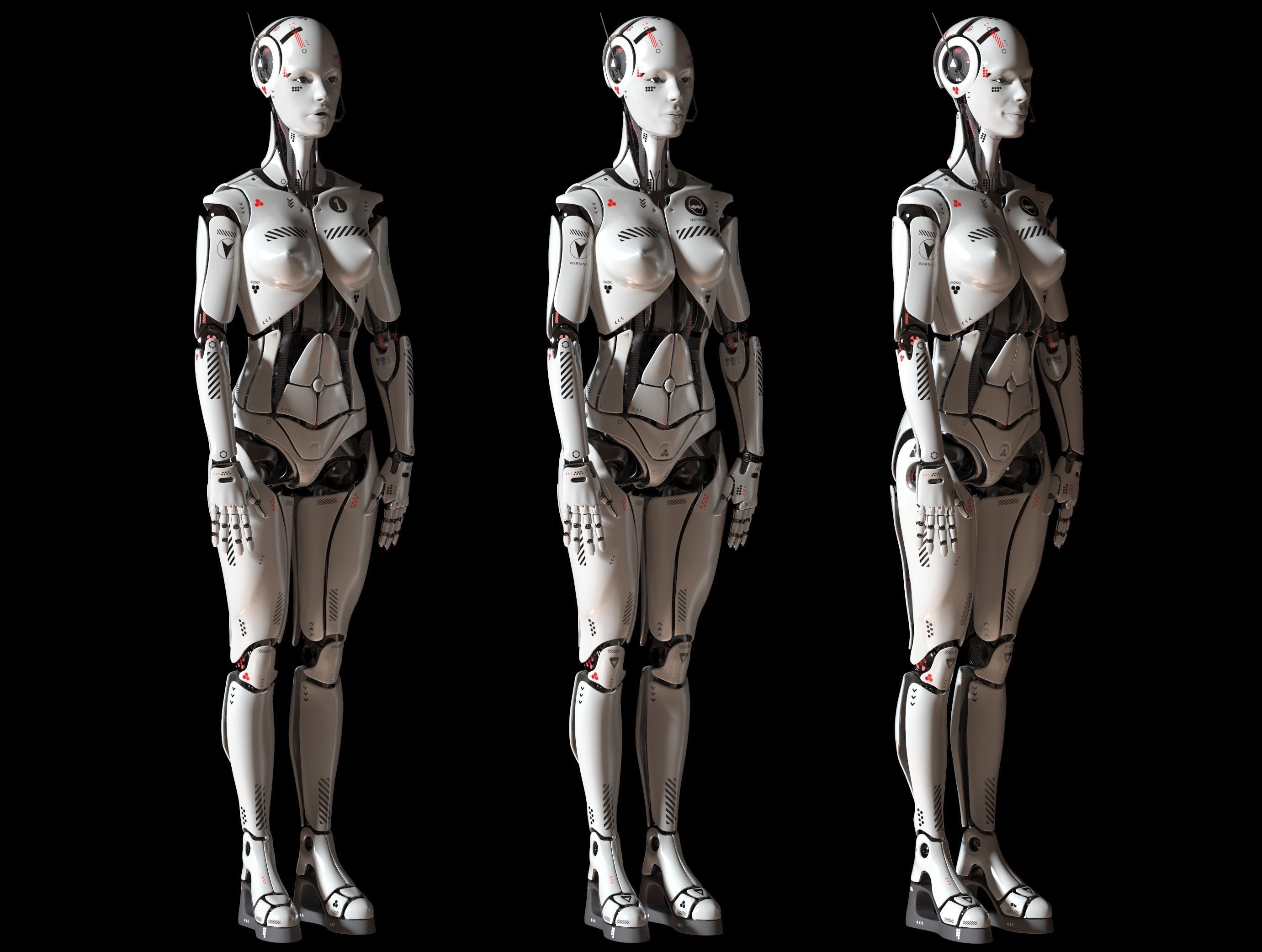 Robotic girl 3D model 3D model_4