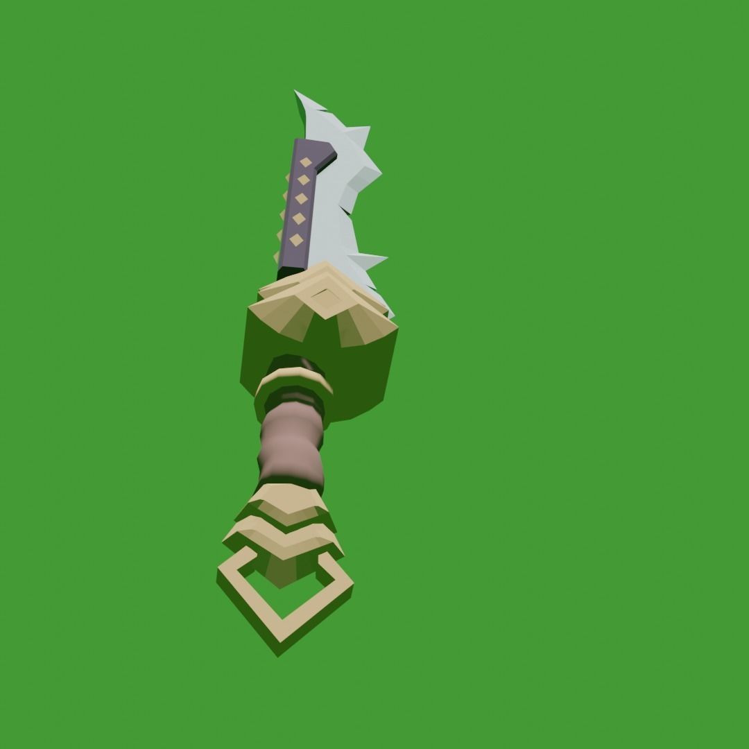 Stylized low-poly sword and shield ready for games Low-poly 3D model_6